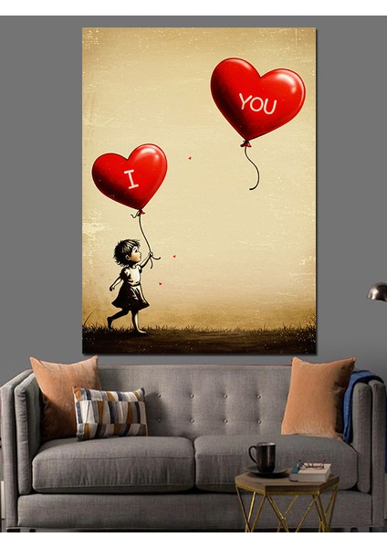 Balonlar ve "ı Love You" Teması Dekoratif Kanvas - Mdf Ahşap Tablo modelleri
