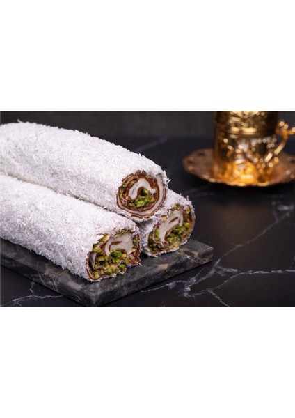 Hindistan Cevizi Kaplı Kakaolu Antep Fıstıklı Sarma Lokum | 1000 gr fiyatları