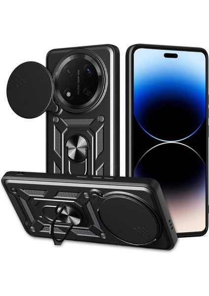 Honor Magic 7 Lite Kılıf Kamera Korumalı Sürgülü Yüzüklü Armor Military Tank Koruyucu Kapak
