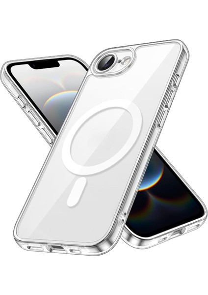 Apple iPhone 16E Kılıf Magsafe Wireless Kablosuz Şarj Destekli Sert Şeffaf Darbe Emici Kapak