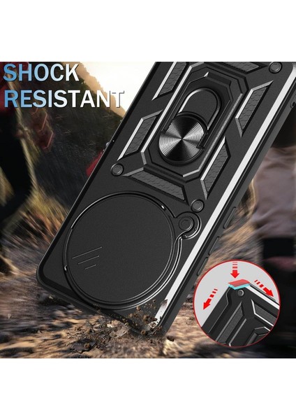 Xiaomi Redmi Note 14 Pro 4g Kılıf Kamera Korumalı Sürgülü Yüzüklü Armor Military Tank Koruyucu Kapak