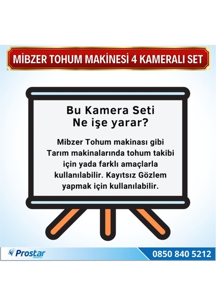 Mibzer Havalı Tohum Makinesi 4 Kameralı 7 Inç Monitörlü Araç Seti