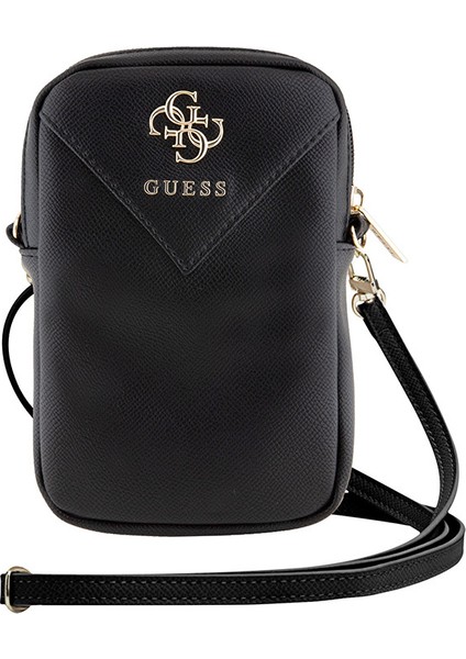 Orjinal Lisanslı Kadın Omuz Çantası 4g Metal Logolu Fermuarlı Pu Deri Çapraz Askılı Siyah