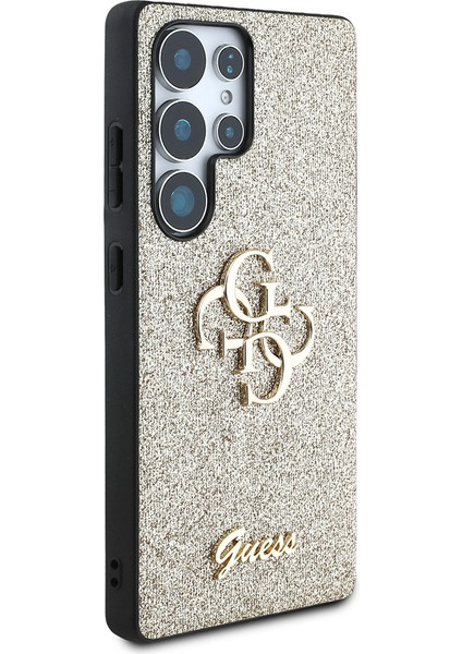 Galaxy S25 Ultra Kılıf Guess Orjinal Lisanslı 4g Büyük Metal Logolu Glitter Kapak Gold modelleri