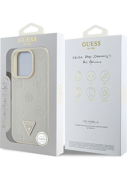 iPhone 15 Pro Max Kılıf Guess Lisanslı Magsafe Özellikli Üçgen Logolu Pu Deri Peony Kapak Bej indirimleri