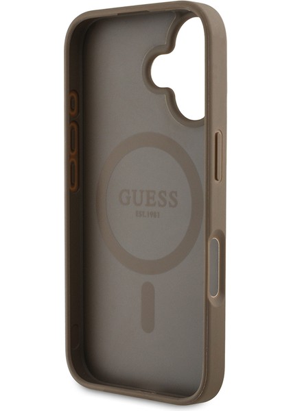 iPhone 16 Kılıf Guess Lisanslı Magsafe Özellikli Üçgen Logolu Pu Deri Peony Kapak Kahverengi fırsatları