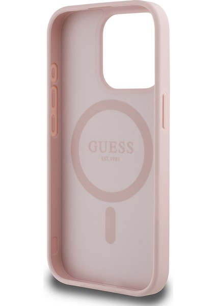 iPhone 15 Pro Max Kılıf Guess Lisanslı Magsafe Özellikli Üçgen Logolu Pu Deri Peony Kapak Pembe fırsatları