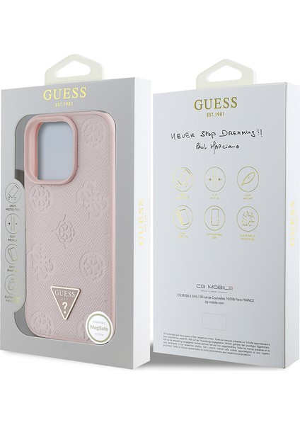 iPhone 15 Pro Max Kılıf Guess Lisanslı Magsafe Özellikli Üçgen Logolu Pu Deri Peony Kapak Pembe indirimleri
