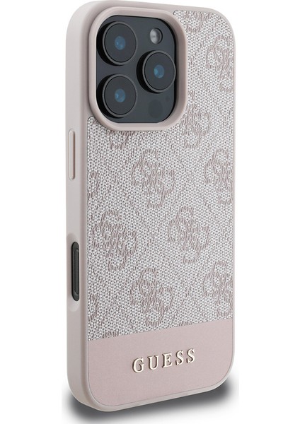 iPhone 16 Pro Max Kılıf Guess Orjinal Lisanslı Pu Deri Şerit Logo Dizaynlı Kapak Pembe modelleri
