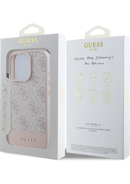 iPhone 16 Pro Max Kılıf Guess Orjinal Lisanslı Pu Deri Şerit Logo Dizaynlı Kapak Pembe indirimleri