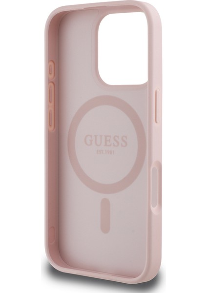 iPhone 16 Pro Kılıf Guess Lisanslı Magsafe Özellikli Üçgen Logolu Pu Deri Peony Kapak Pembe fırsatları
