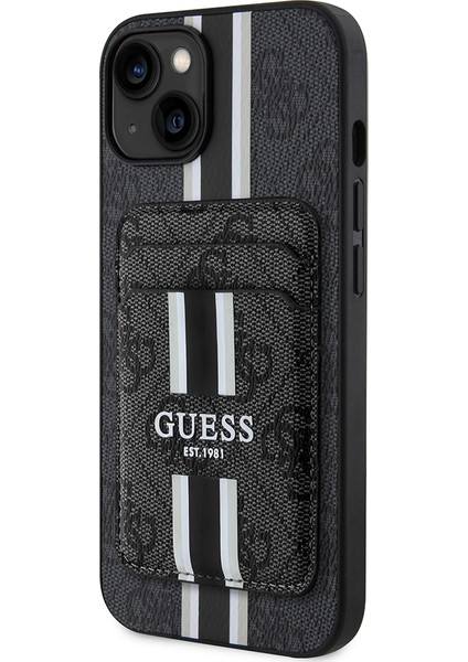 iPhone 14 Kılıf Guess Lisanslı Magsafe Şarj Özellikli 4g Desenli Çizgili Kartlıklı Kapak Siyah fırsatları