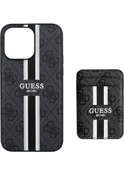 iPhone 14 Pro Max Kılıf Guess Lisanslı Magsafe Özellikli 4g Desenli Çizgili Kartlıklı Kapak Siyah fiyatları