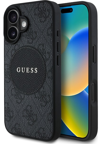 iPhone 16 Kılıf Guess Orjinal Lisanslı Magsafe Şarj Özellikli Yazı Logolu Circle Classic Kapak Siyah fiyatları