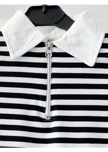 Kız Çocuk Polo Yaka Çizgili T-Shirt indirimleri