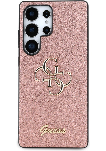 Galaxy S25 Ultra Kılıf Guess Orjinal Lisanslı 4g Büyük Metal Logolu Glitter Kapak Pembe