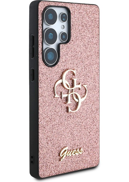 Galaxy S25 Ultra Kılıf Guess Orjinal Lisanslı 4g Büyük Metal Logolu Glitter Kapak Pembe modelleri