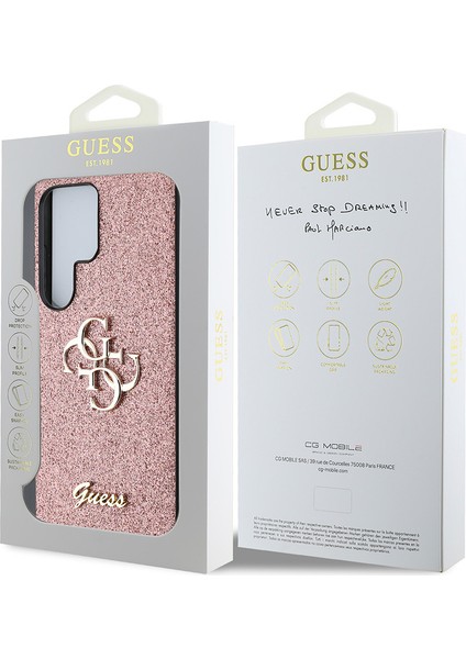 Galaxy S25 Ultra Kılıf Guess Orjinal Lisanslı 4g Büyük Metal Logolu Glitter Kapak Pembe indirimleri