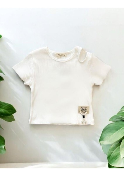 Kız Çocuk Fitilli Omzu Açık Pamuklu Bluz
