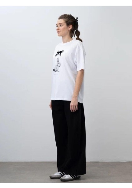 Kız Çocuk Tavşan Baskılı Oversize Tasarım Tshirt fiyatları