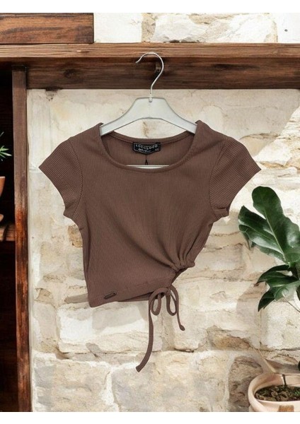 Kız Çocuk Crop Yandan Pencereli Bluz