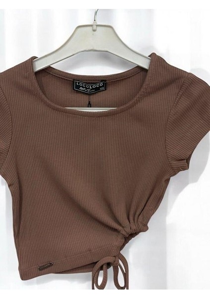 Kız Çocuk Crop Yandan Pencereli Bluz modelleri