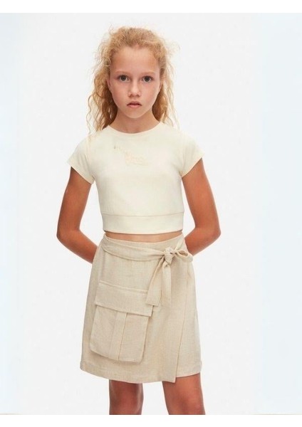 Kız Çocuk Pamuklu Crop Tshirt