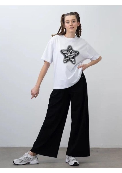 Kız Çocuk Yıldız Harf Baskılı Oversize T-Shirt fiyatları