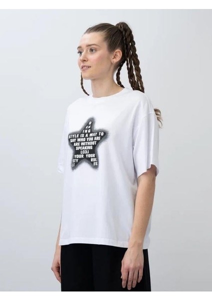 Kız Çocuk Yıldız Harf Baskılı Oversize T-Shirt indirimleri