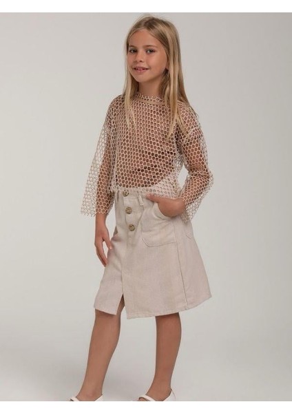 Kız Çocuk Pamuklu Kolları Kısa Fırfırlı T-Shirt fiyatları