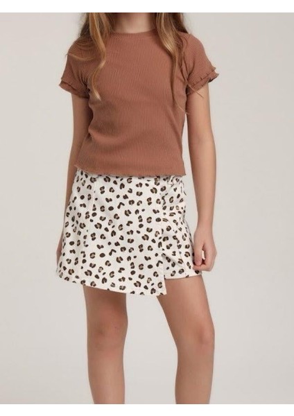 Kız Çocuk Pamuklu Kolları Kısa Fırfırlı T-Shirt fırsatları