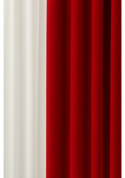 Barcelona Kadife Dokulu Fon Perde Kırmızı (Pilesiz) fiyatları