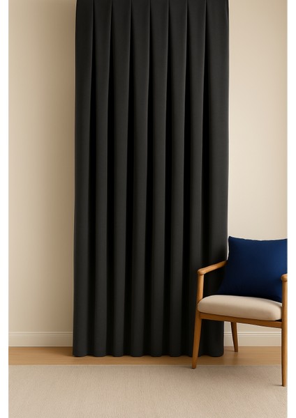 Barcelona Kadife Dokulu Fon Perde Antrasit (Pilesiz)