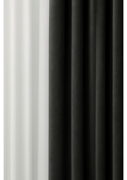 Barcelona Kadife Dokulu Fon Perde Antrasit (Pilesiz) fiyatları