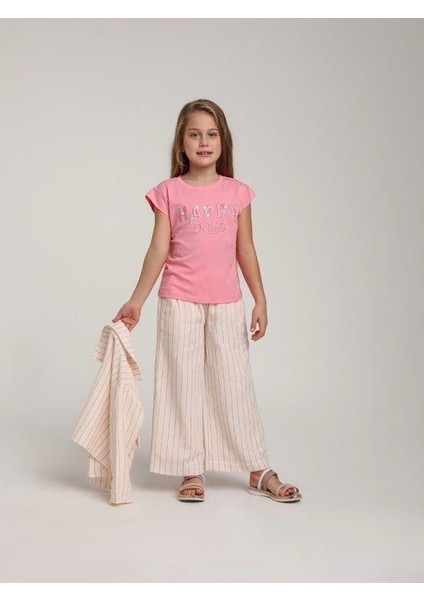 Kız Çocuk Pamuklu Rahat Kalıp Pullu Düşük Kol Tshirt fiyatları