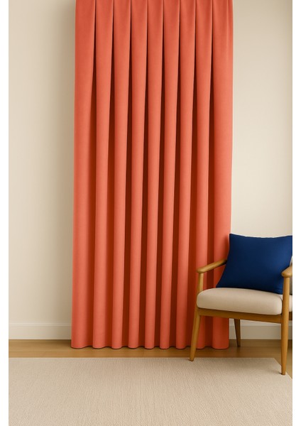 Barcelona Kadife Dokulu Fon Perde Yavruağzı (Pilesiz)