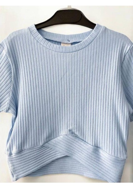 Kız Çocuk Fitilli Yarım Kol Crop T-Shirt indirimleri