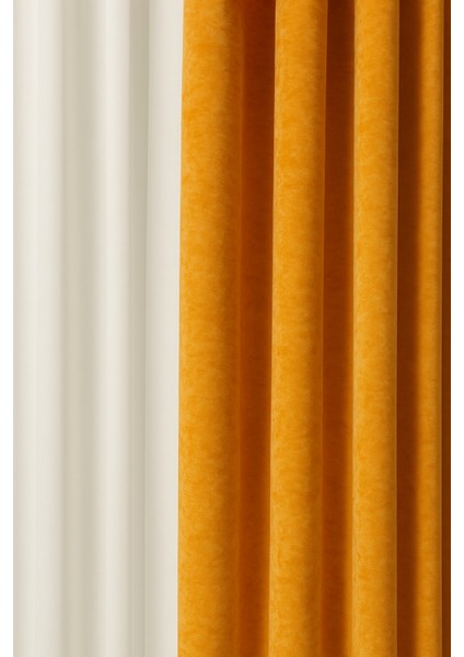 Barcelona Kadife Dokulu Fon Perde Turuncu (Pilesiz) fiyatları