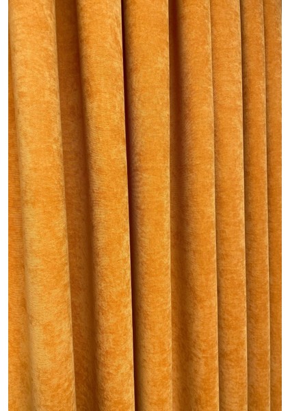 Barcelona Kadife Dokulu Fon Perde Turuncu (Pilesiz) modelleri