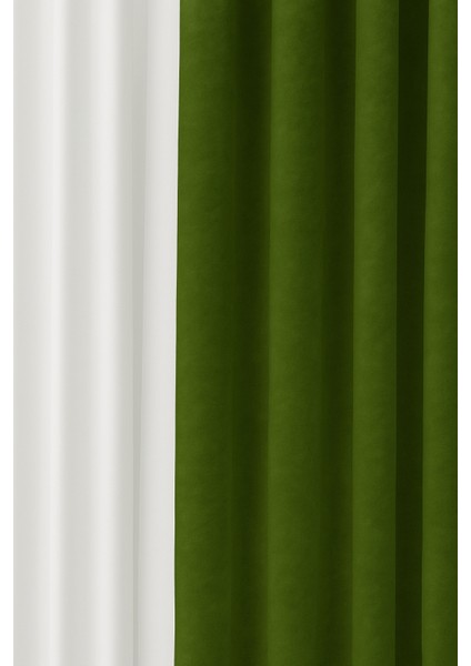 Barcelona Kadife Dokulu Fon Perde Haki (Pilesiz) fiyatları