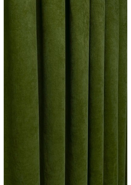 Barcelona Kadife Dokulu Fon Perde Haki (Pilesiz) modelleri