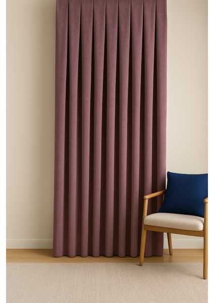 Barcelona Kadife Dokulu Fon Perde Gülkurusu (Pilesiz)