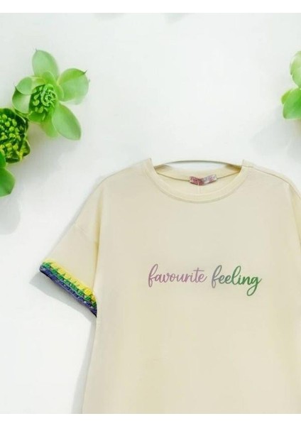 Kız Çocuk Kolları Örgü Detaylı Pamuklu T-Shirt modelleri