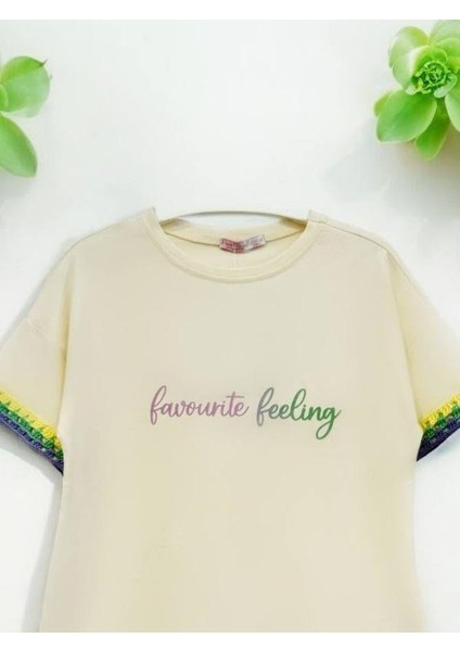 Kız Çocuk Kolları Örgü Detaylı Pamuklu T-Shirt fırsatları
