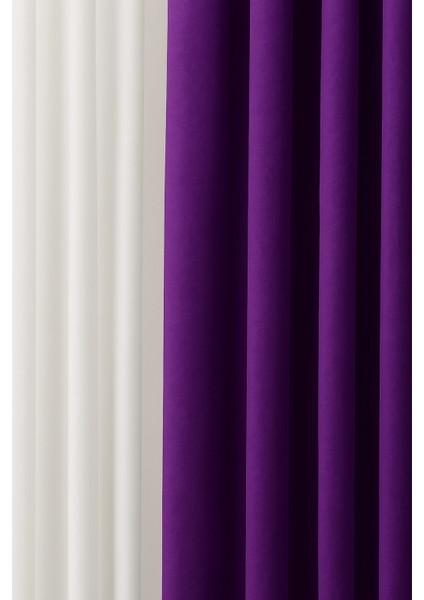 Barcelona Kadife Dokulu Fon Perde Mor (Pilesiz) modelleri