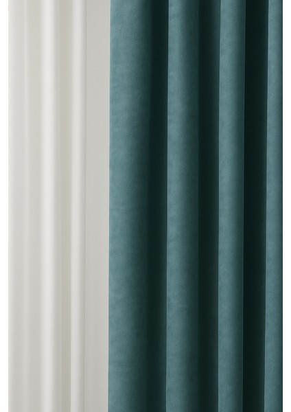 Barcelona Kadife Dokulu Fon Perde Petrol (Pilesiz) fiyatları