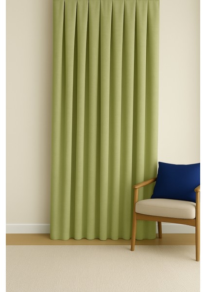 Barcelona Kadife Dokulu Fon Perde Çağla (Pilesiz)