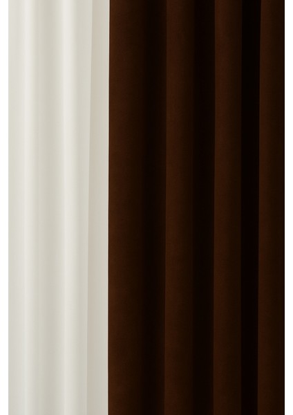 Barcelona Kadife Dokulu Fon Perde Kahverengi (Pilesiz) fiyatları