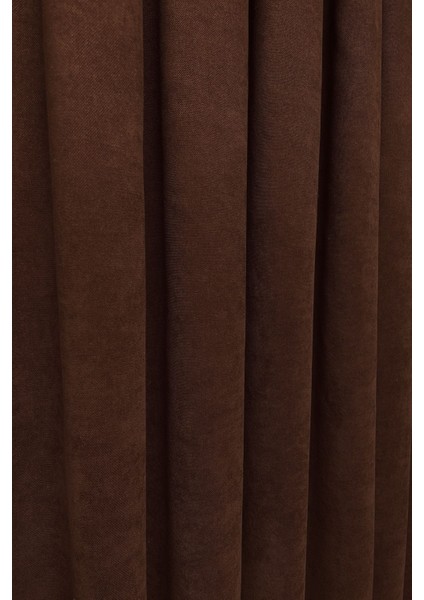 Barcelona Kadife Dokulu Fon Perde Kahverengi (Pilesiz) modelleri