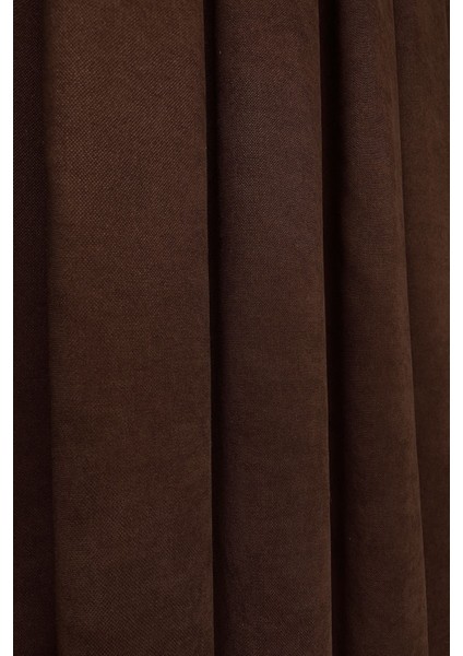 Barcelona Kadife Dokulu Fon Perde Kahverengi (Pilesiz) fırsatları